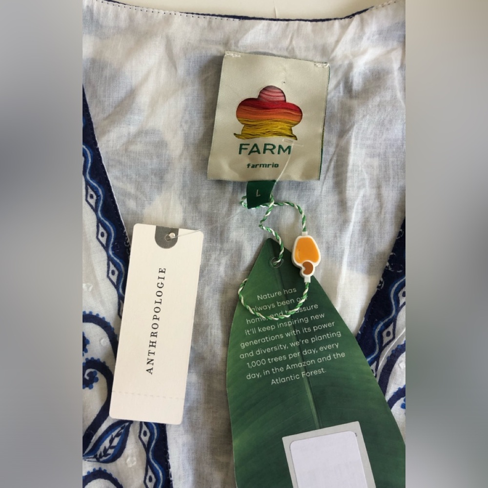 NWT! Farm Rio Shell Garden Cotton Ruffle Maxi Dress Size: L - Picture 9 of 14